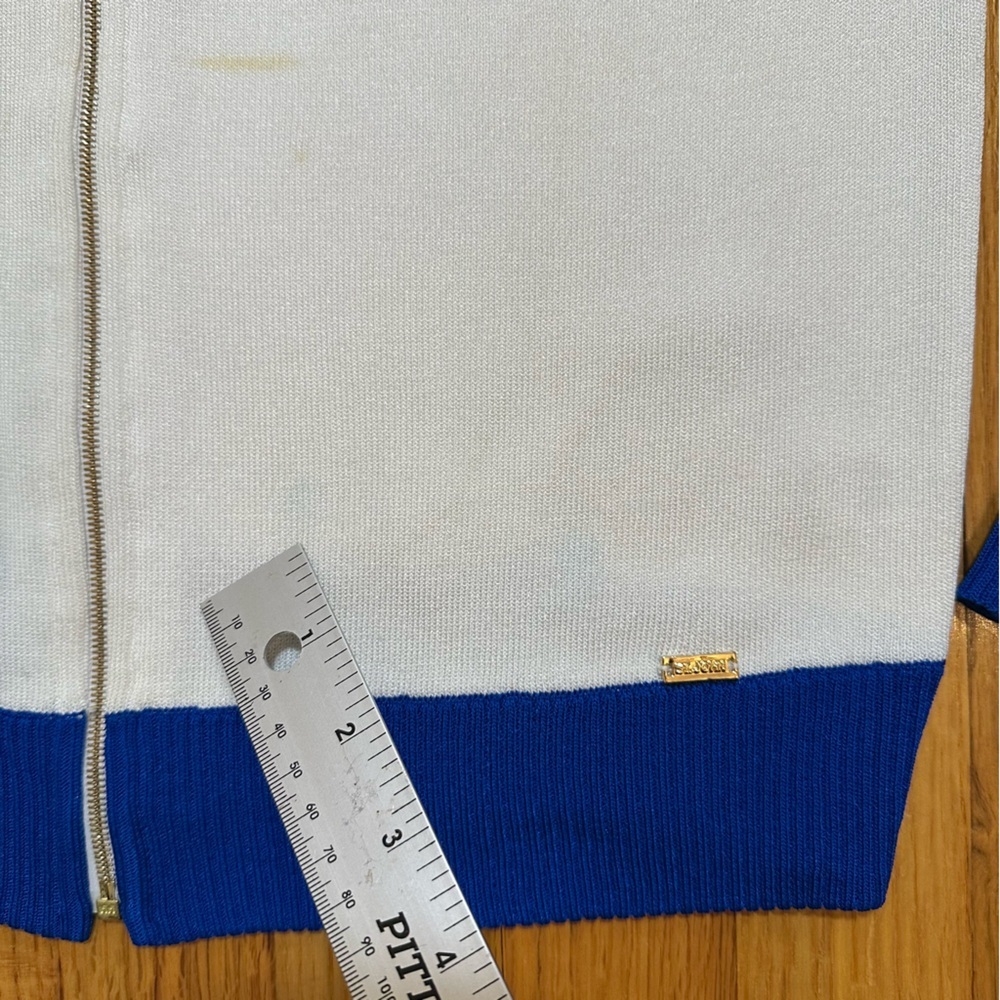 ST John’s royal Blue & White Knit Top Size P (#1) - Picture 3 of 12